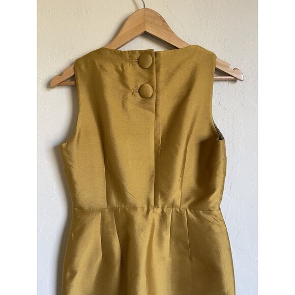ANTHROPOLOGIE Maeve Chardonnay Sheen Dress 8 Cutout Silk Wool Blend Sleeveless Y - Picture 8 of 12
